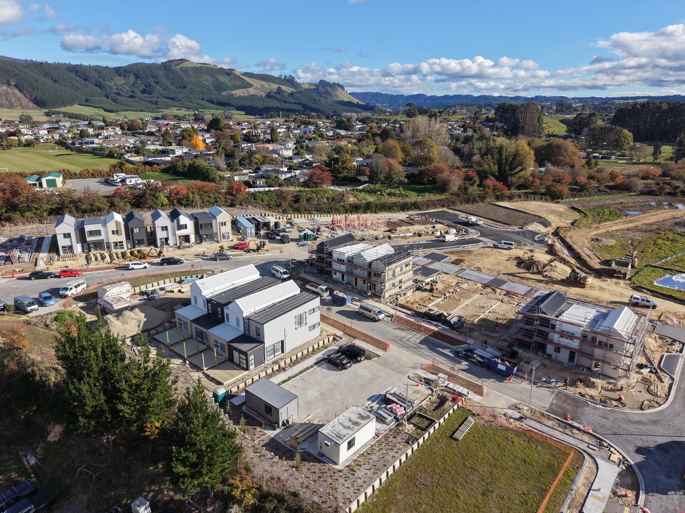 Aerial view of a housing development under construction